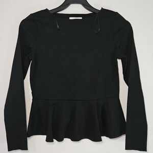 Jason wu JASON WU NWT Women’s Black Peplum Top  Size s small Long Sleeve